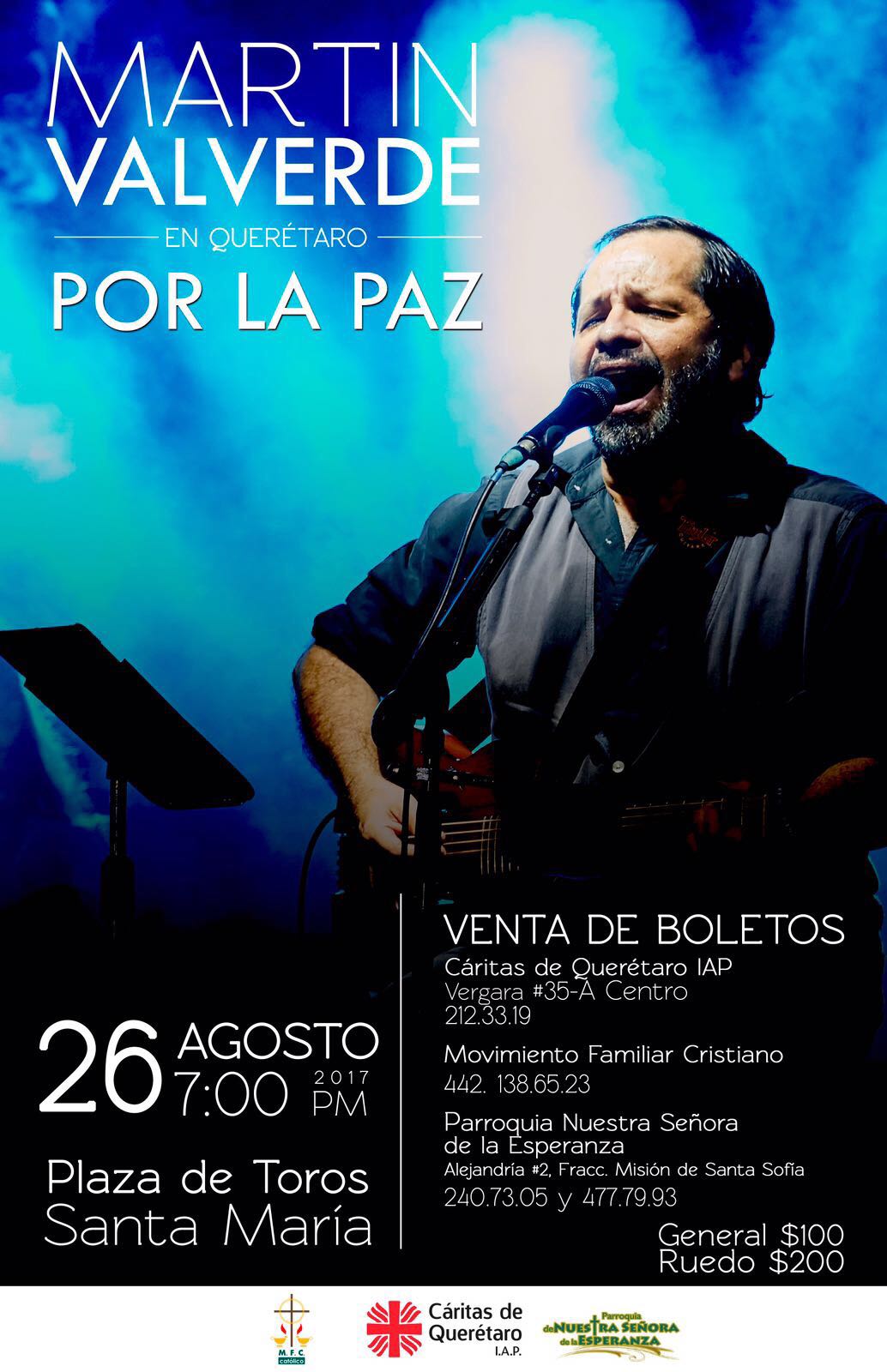 «CONCIERTO POR LA PAZ». Martín Valverde en Querétaro. Diócesis de