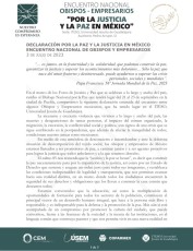 Declaración por la paz y la justicia en México. ENCUENTRO NACIONAL DE OBISPOS Y EMPRESARIOS. 3 de julio de 2023-1