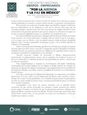 Declaración por la paz y la justicia en México. ENCUENTRO NACIONAL DE OBISPOS Y EMPRESARIOS. 3 de julio de 2023-2