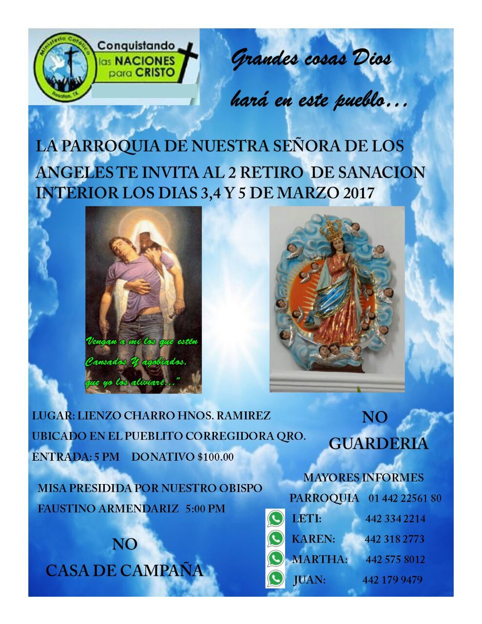 INVITACIÓN: 2º RETIRO DE SANACIÓN INTERIOR. 3, 4 Y 5 DE MARZO DE 2017 – Diócesis de Querétaro INVITACIÓN: 2º RETIRO DE SANACIÓN INTERIOR. 3, 4 Y 5 DE MARZO DE 2017 – Diócesis de Querétaro