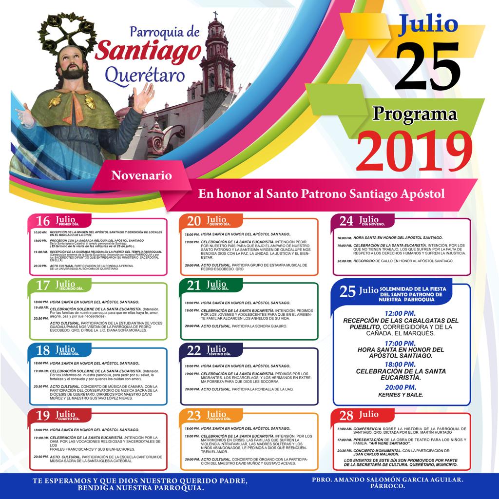 PROGRAMA DE LA FIESTA PATRONAL DE LA PARROQUIA DE SANTIAGO APÓSTOL 2019