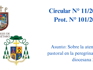 Portada. Circular N° 11/2023. Prot. N° 101/2023. Asunto: Sobre la atención pastoral en la peregrinación diocesana 2023.