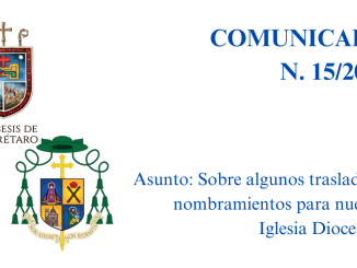 Portada COMUNICADO N. 15/2023. Asunto: Sobre algunos traslados ynombramientos para nuestra Iglesia Diocesana.