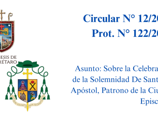 Portada Asunto: Sobre la Celebración de la Solemnidad de Santiago Apóstol, Patrono de la Ciudad Episcopal.
