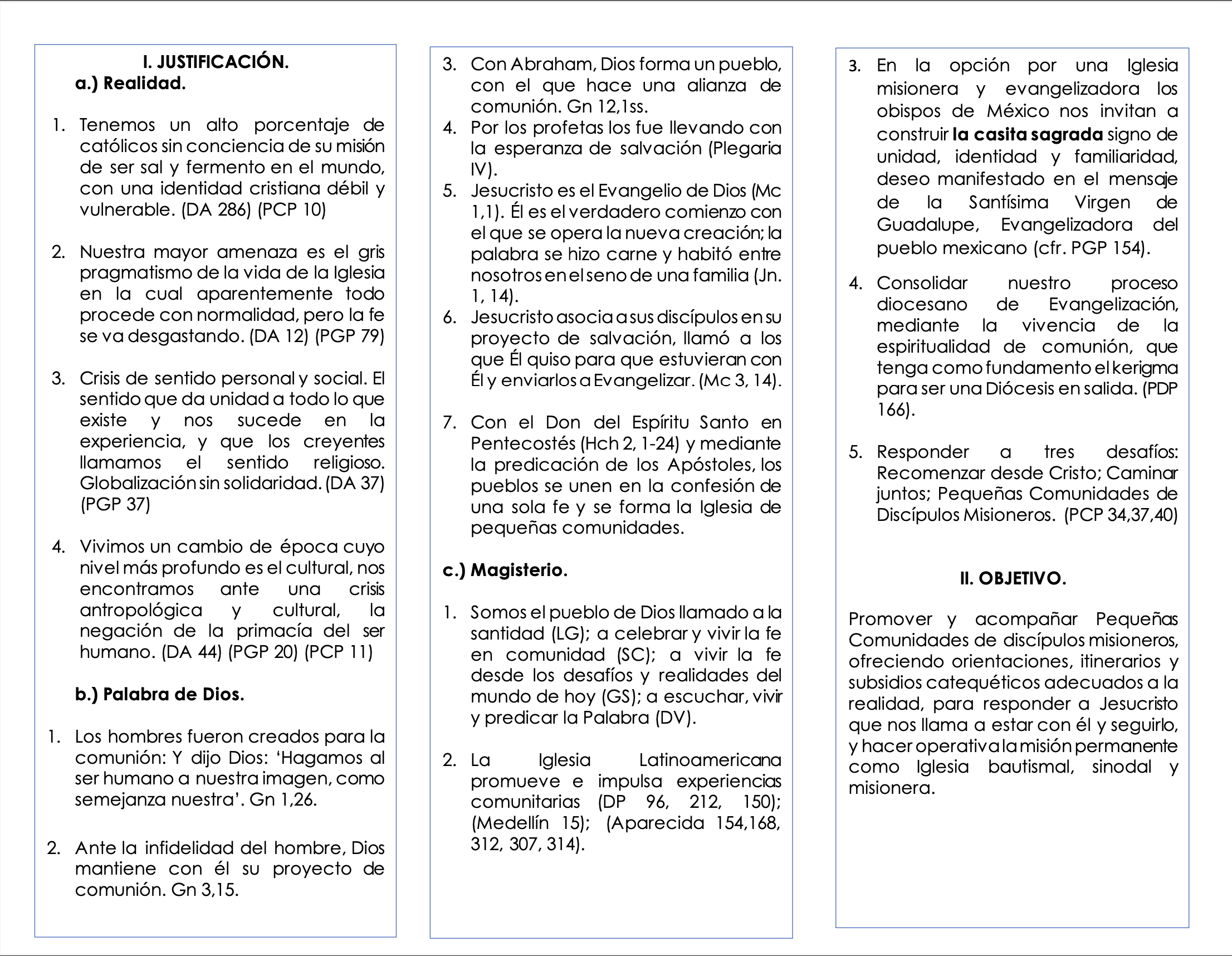 PROYECTO PARA PROMOVER Y ACOMPAÑAR PEQUEÑAS COMUNIDADES DE DISCÍPULOS MISIONEROS. (LA CASA SAGRADA DE LA COMUNIÓN) 2