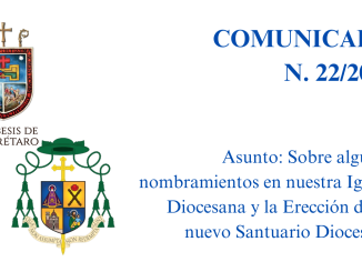 Portada Comunicado N. 22/2023. Asunto: Sobre algunos nombramientos en nuestra Iglesia Diocesana y la Erección de un nuevo Santuario Diocesano.