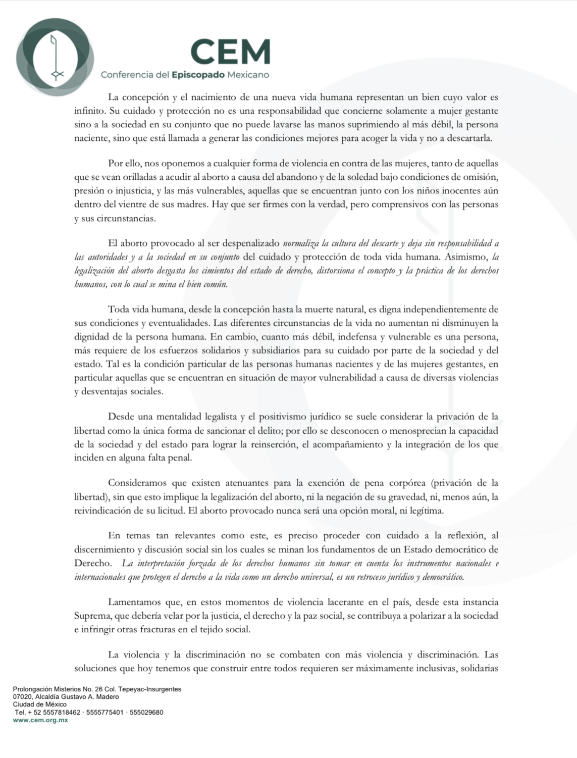 Prot. N° 151/23 «Yo he venido para que tengan vida y la tengan en abundancia» Jn 10,10-2