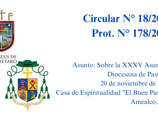 Portada Asunto: Sobre la XXXV Asamblea Diocesana de Pastoral, 20 de noviembre de 2023, Casa de Espiritualidad "El Buen Pastor". Amealco, Qro.