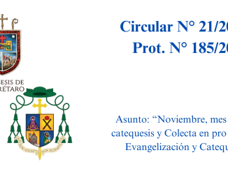 Portada Circular N° 21/2023 Prot. N° 185/2023. Asunto: “Noviembre, mes de la catequesis y Colecta en pro de la Evangelización y Catequesis".
