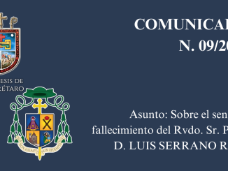 Portada COMUNICADO N. 09/2024. Asunto: Sobre el sensible fallecimiento del Rvdo. Sr. Pbro. D. LUIS SERRANO RUIZ.