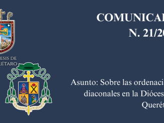 Portada COMUNICADO N. 21/2024. Asunto: Sobre las ordenaciones diaconales en la Diócesis de Querétaro.
