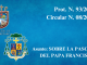 Portada Circular N. 08/2025 Asunto: SOBRE LA PASCUA DEL PAPA FRANCISCO.